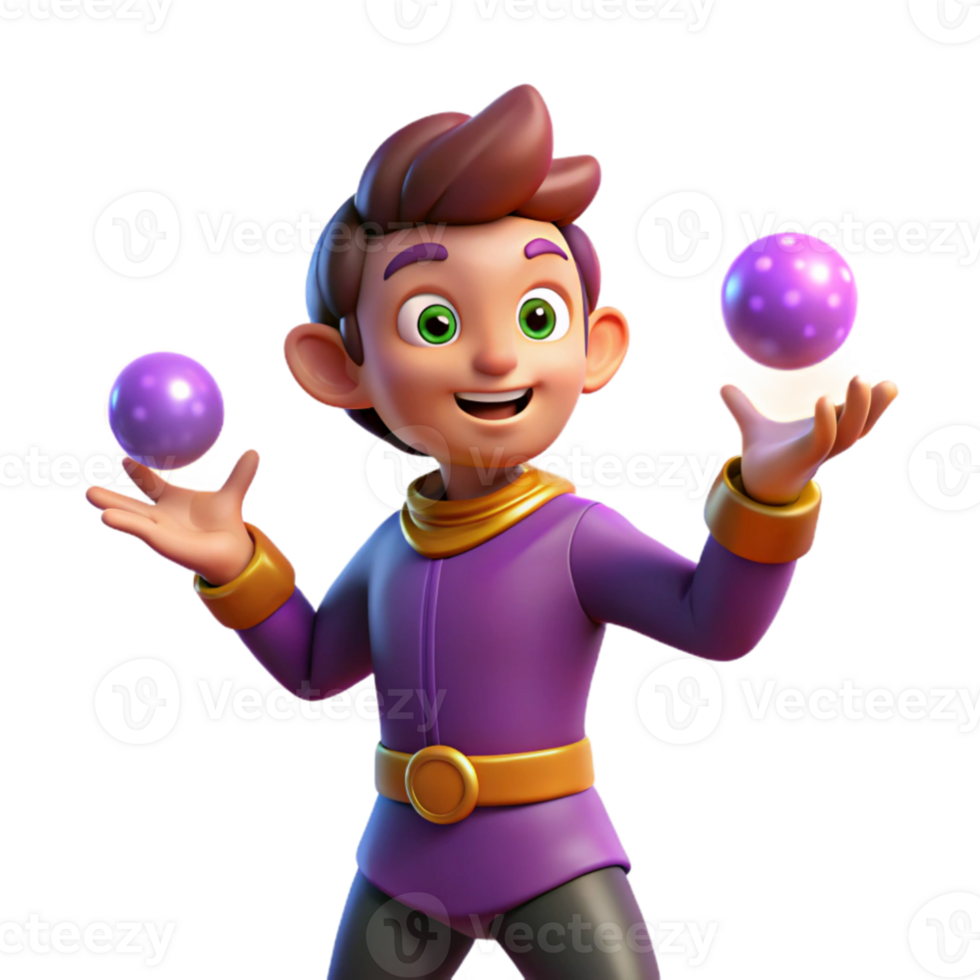 beautiful traditional A mischievous imp juggling glowing orbs of magical energy, vibrant colors, whimsical lighting, cartoon style, authentic png