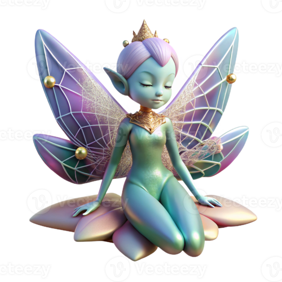 magnificent creative A delicate fairy with iridescent wings resting on a dew covered spiderweb, soft lighting, magical atmosphere, fantasy art style, high resolution png