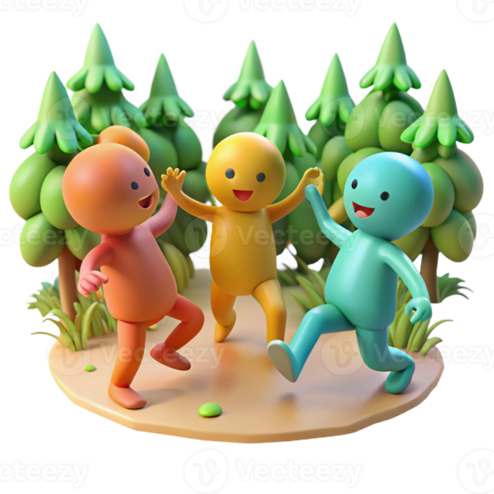 stunning abstract A group of playful sprites dancing in a sunlit forest clearing, soft lighting, whimsical atmosphere, impressionist style, original png