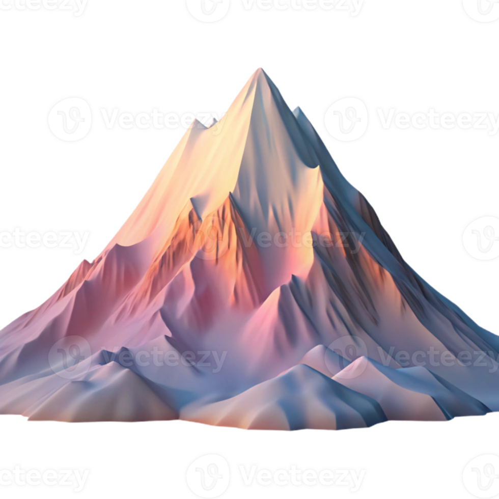 vibrant minimalist A majestic snow capped mountain range at sunrise, painted in pastel colors, Impressionist style authentic png