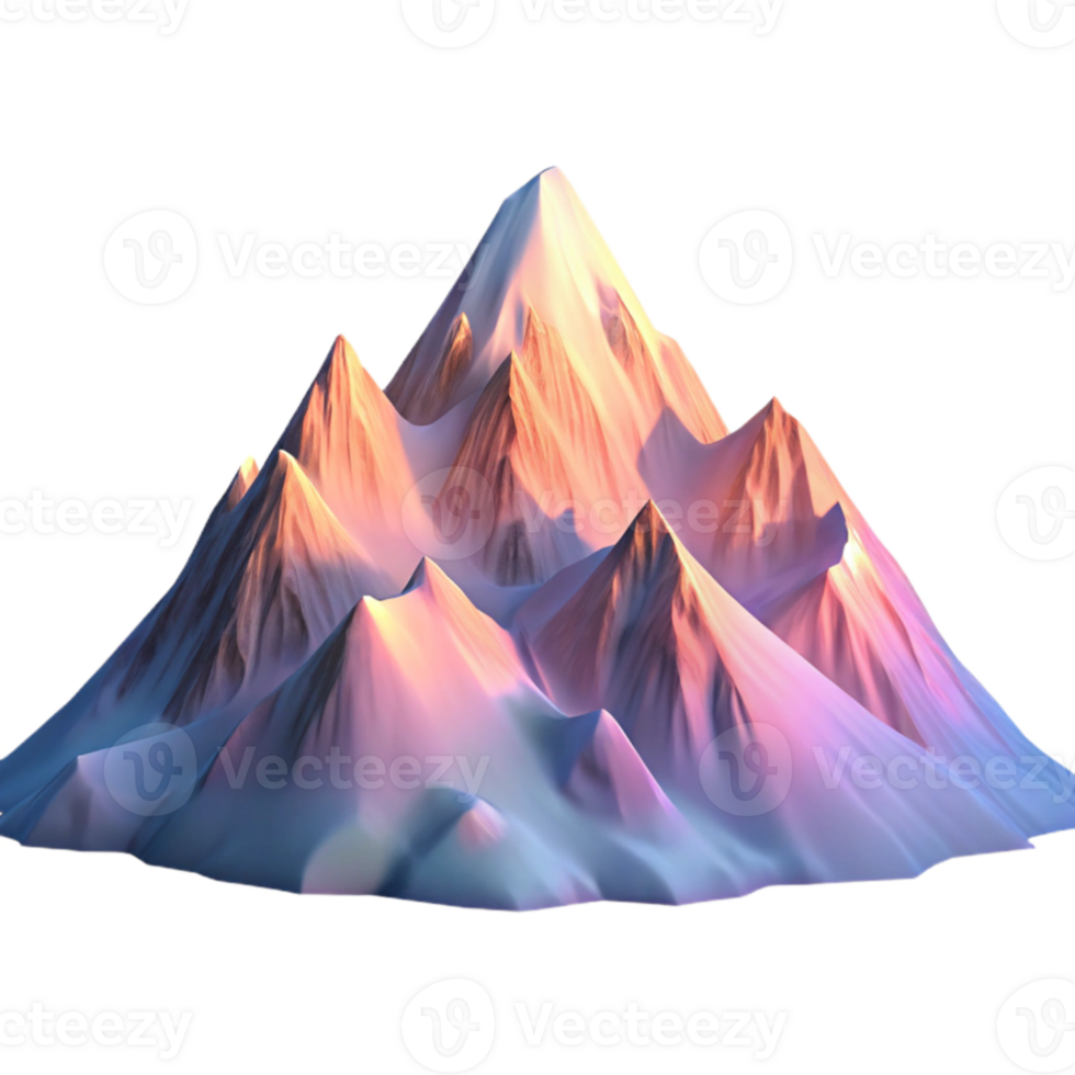 vibrant rustic A majestic snow capped mountain range at sunrise, painted in pastel colors, Impressionist style high resolution png