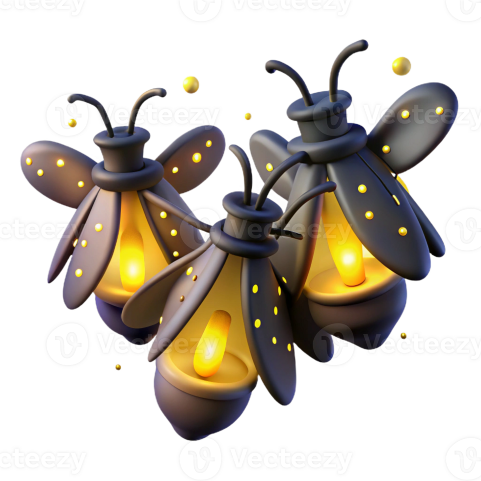 elegant minimalist A group of fireflies illuminating a dark forest at night, magical lighting, fairytale style professional png