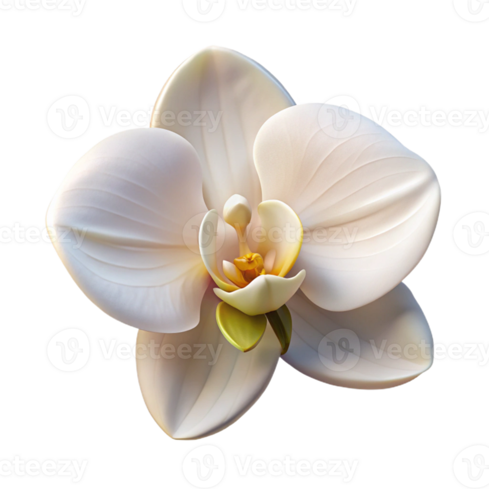 beautiful creative A single, perfect white orchid, with intricate details and soft lighting, botanical illustration style genuine png
