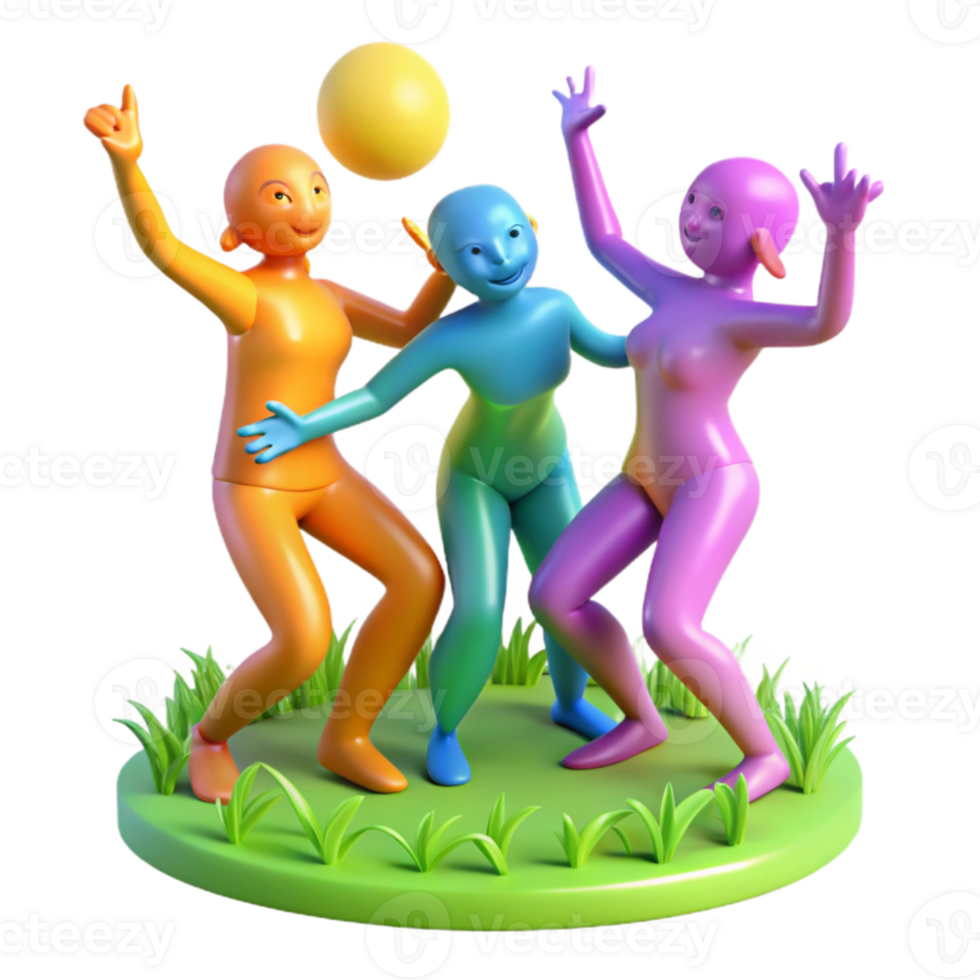 serene creative A group of playful dryads dancing in a sun drenched meadow, vibrant and colorful, Impressionist style genuine png