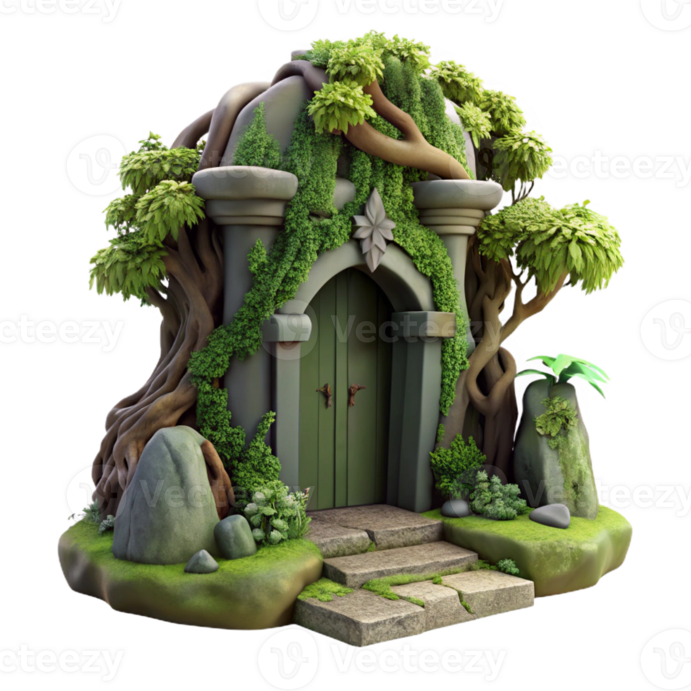 extraordinary minimalist An ancient treant guarding a hidden portal, overgrown with moss and vines, soft, diffused lighting, pre Raphaelite style detailed png