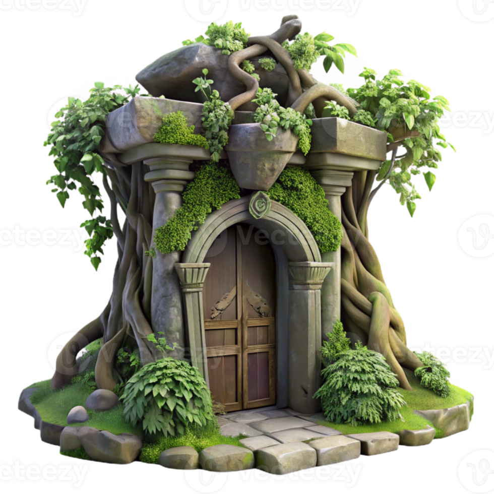 impressive vintage An ancient treant guarding a hidden portal, overgrown with moss and vines, soft, diffused lighting, pre Raphaelite style original png