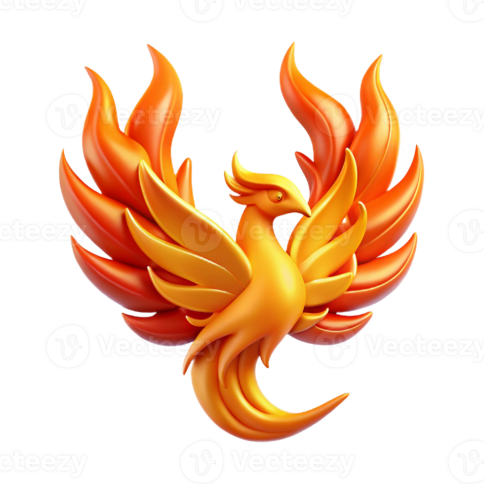 wonderful creative A celestial phoenix rising from flames, vibrant, fiery colors, Art Deco style professional png