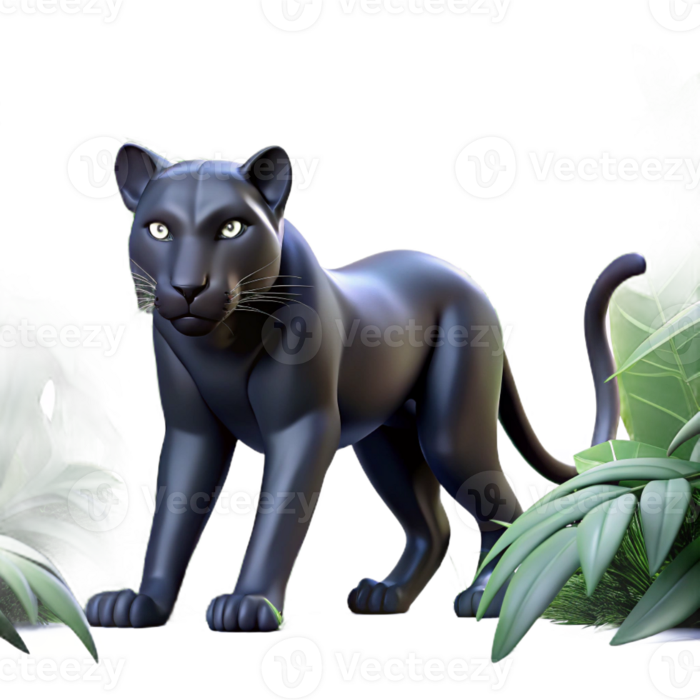 elegant classic A sleek black panther prowling through a dense jungle, dappled sunlight filtering through the leaves, in a dramatic, chiaroscuro style authentic png