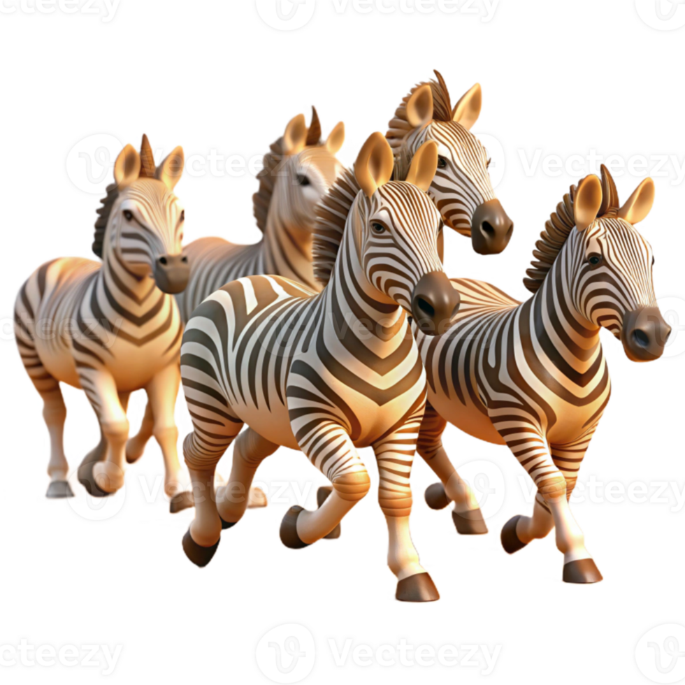 extraordinary traditional A herd of zebras galloping across the African savanna, bathed in the warm light of late afternoon, in a dynamic, impressionistic style genuine png