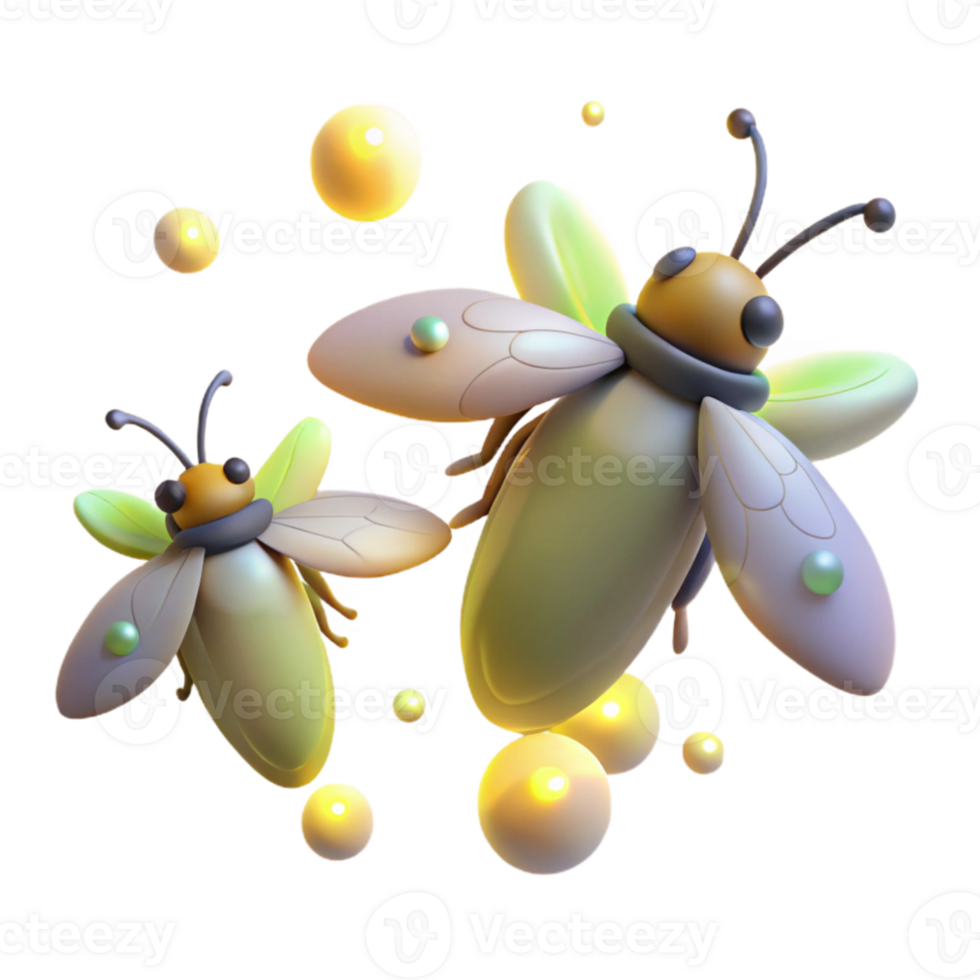 elegant creative A group of fireflies dancing in a dark forest, their bioluminescence creating a magical atmosphere, in a dreamy, ethereal style exclusive png