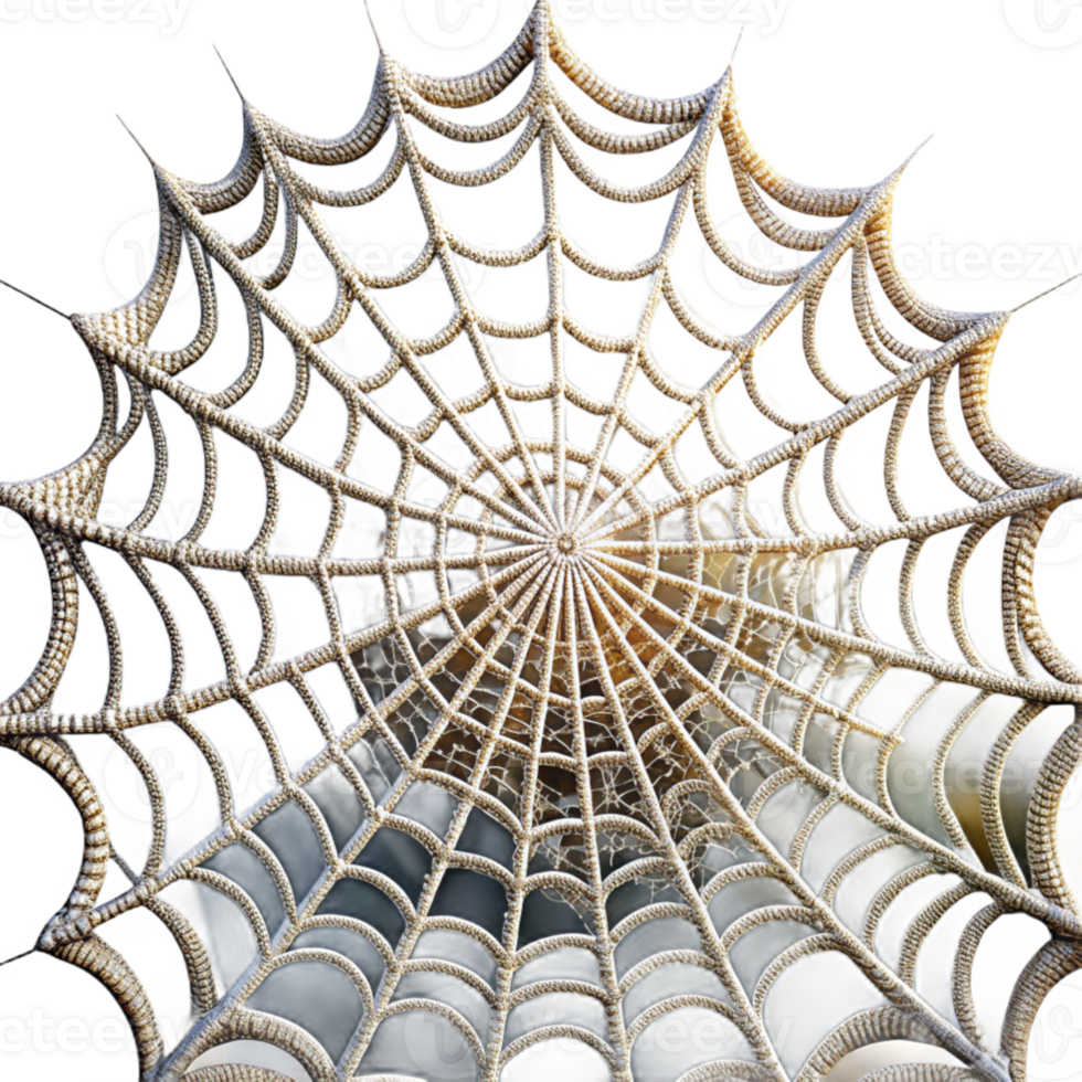 stunning traditional Close up of a dew kissed spiderweb glistening in the morning sun, intricate details of the web visible, macro photography style premium png