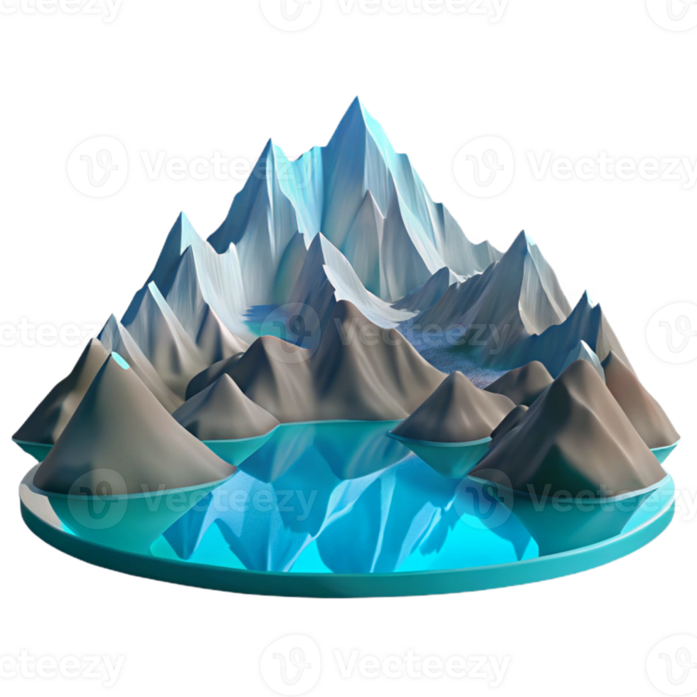 dramatic contemporary A crystal clear mountain lake reflecting the surrounding peaks, with a serene, peaceful atmosphere, in a realistic style professional png