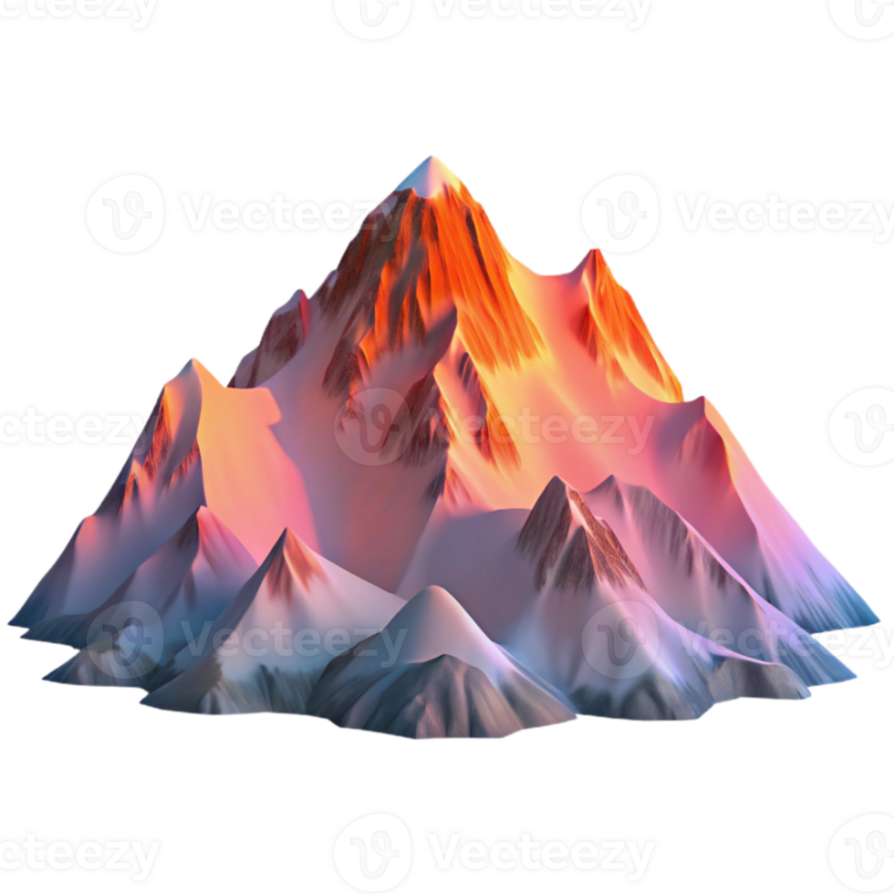 extraordinary minimalist A snow covered mountain range at dawn, with pink and orange hues reflecting on the snow, rendered in a photorealistic style with crisp details and high contrast high... png