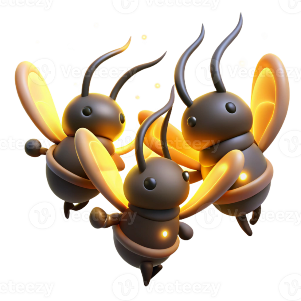 stunning modern A group of fireflies dancing in a moonlit meadow, with glowing trails and soft, ethereal lighting, rendered in a whimsical, illustrative style 4K png