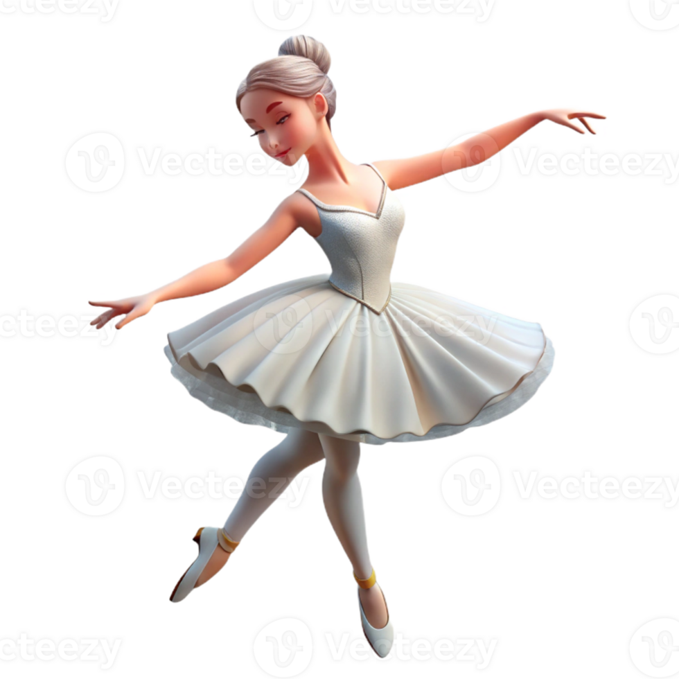 vibrant modern Portrait of a graceful ballerina mid pirouette, wearing a flowing white tutu, ethereal lighting, impressionistic style premium png