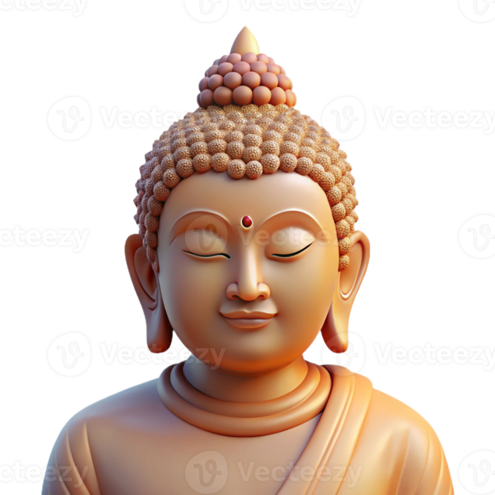 elegant abstract Portrait of a serene Buddha statue with a peaceful expression, soft ambient lighting, spiritual and calming atmosphere high quality png