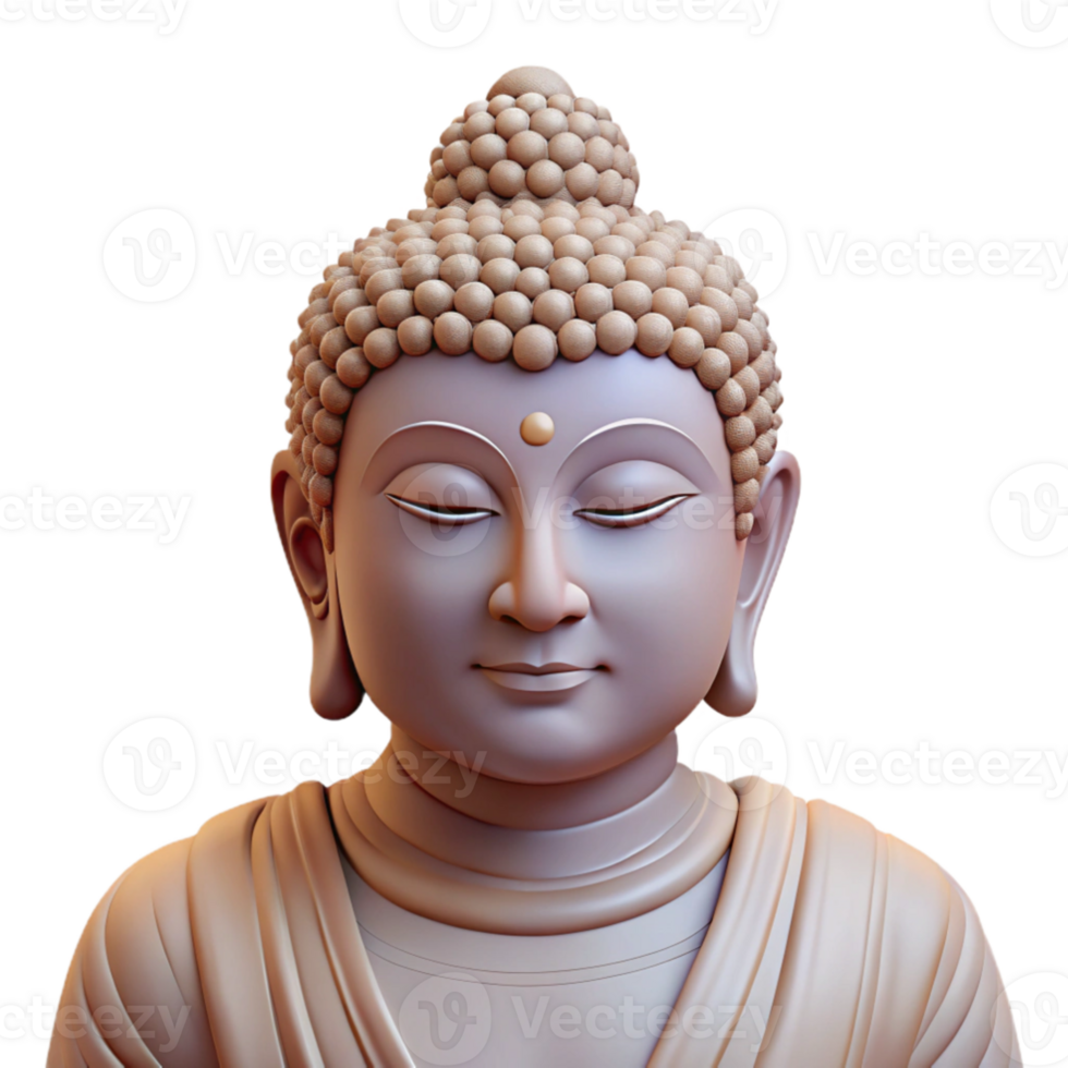 impressive traditional Portrait of a serene Buddha statue with a peaceful expression, soft ambient lighting, spiritual and calming atmosphere high resolution png