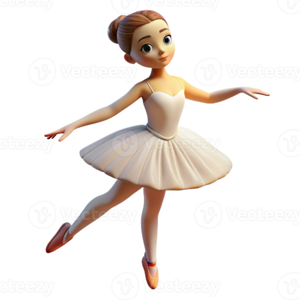 vibrant minimalist Portrait of a graceful ballerina with flowing white tulle, poised on pointe, and a serene expression. Soft, diffused lighting. Degas style high quality png