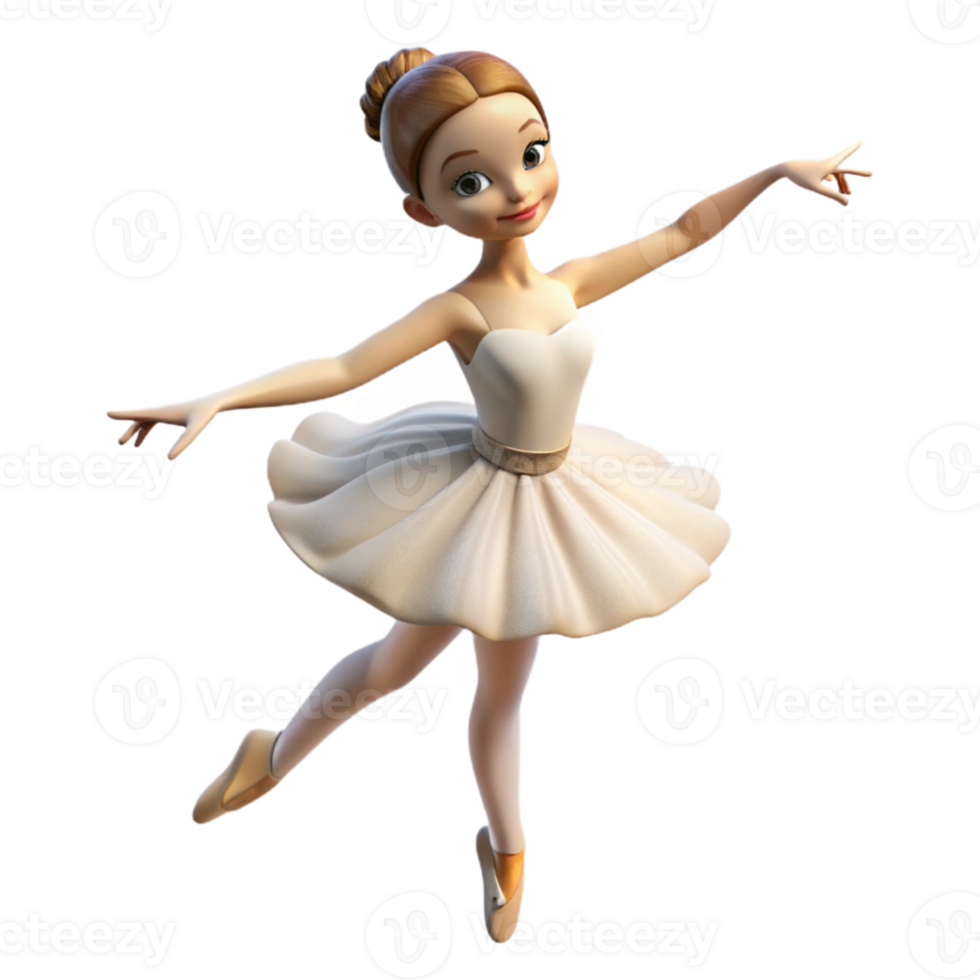 stunning contemporary Portrait of a graceful ballerina with flowing white tulle, poised on pointe, and a serene expression. Soft, diffused lighting. Degas style 4K png