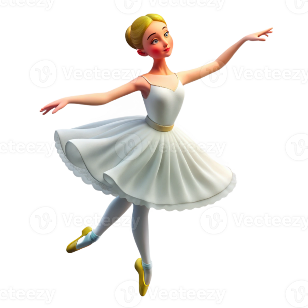 extraordinary artistic Portrait of a graceful ballerina with flowing white tulle, poised on pointe, and a serene expression. Soft, diffused lighting. Degas style detailed png