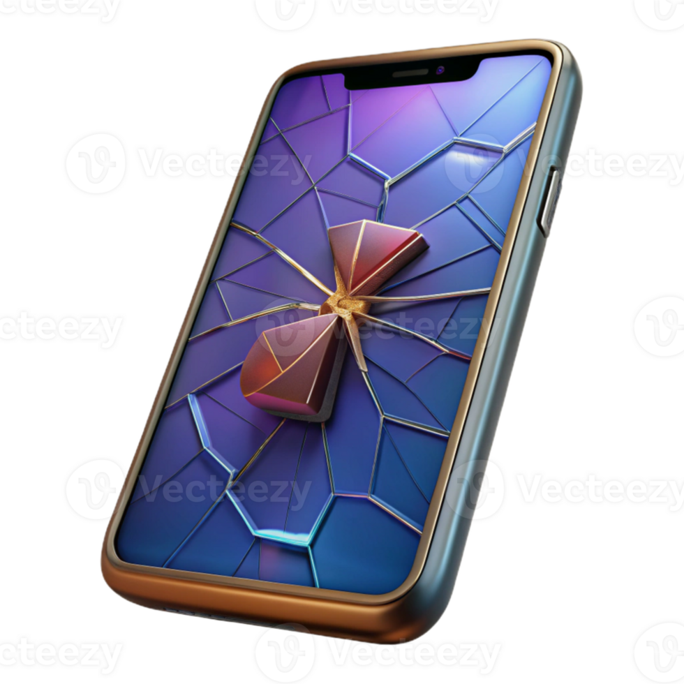 dramatic contemporary A cracked smartphone screen displaying a cryptic message, realistic textures, dim lighting, mystery style detailed png