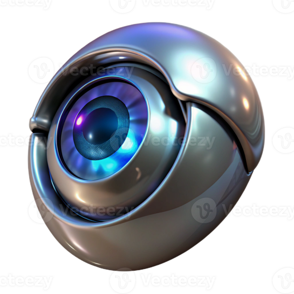 impressive abstract A cybernetic eye staring intently, metallic reflections, dramatic chiaroscuro lighting, cyberpunk style premium png