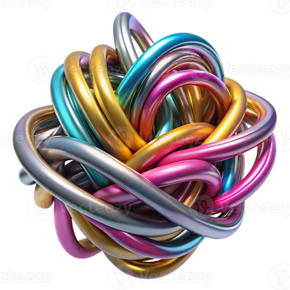 magnificent minimalist A tangled mess of colorful wires and cables, metallic sheen, studio lighting, abstract style original png