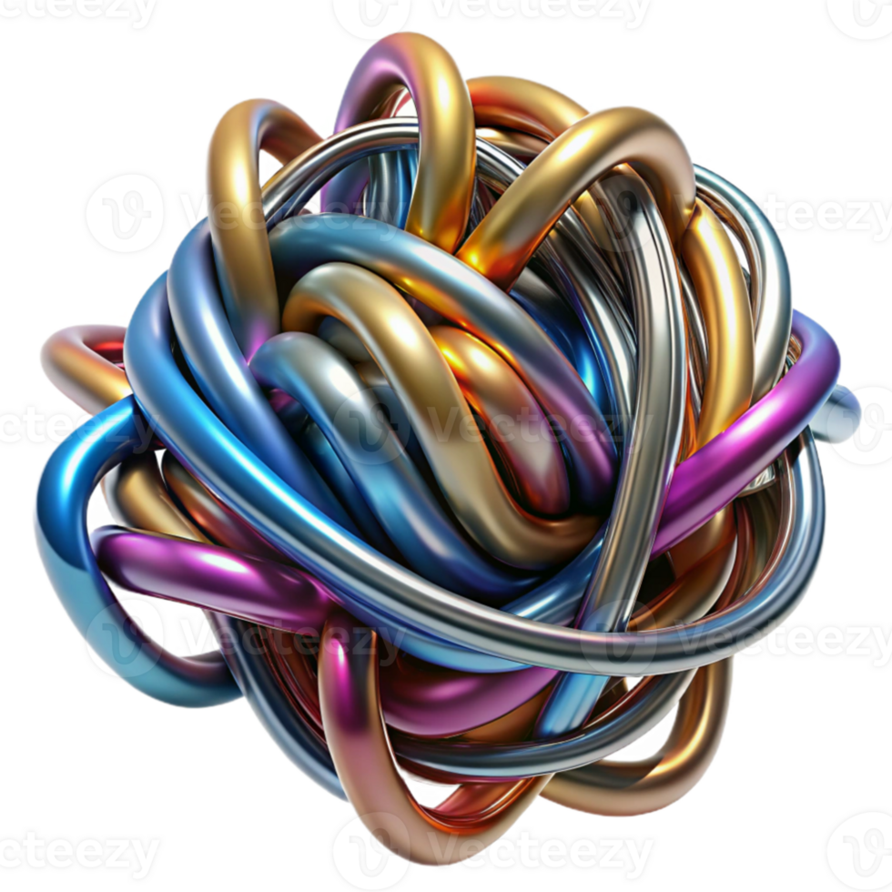 impressive creative A tangled mess of colorful wires and cables, metallic sheen, studio lighting, abstract style professional png