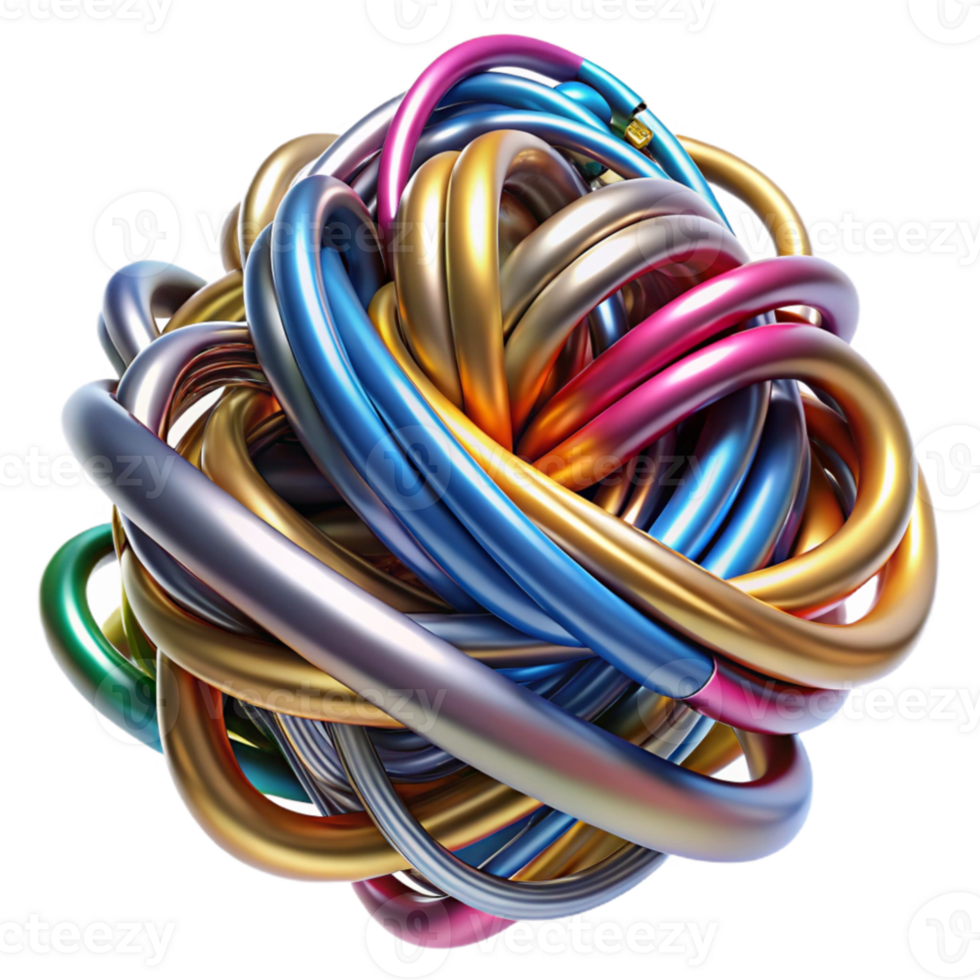 magnificent classic A tangled mess of colorful wires and cables, metallic sheen, studio lighting, abstract style authentic png