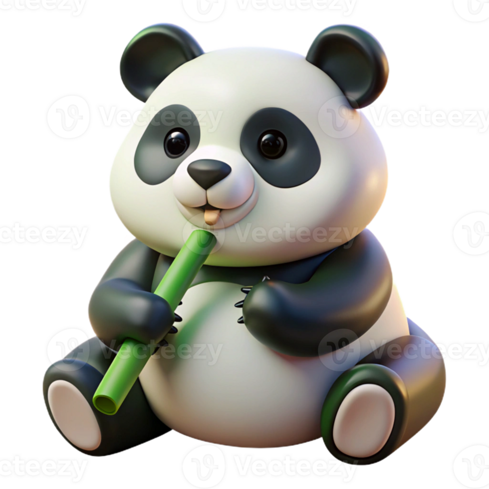 stunning classic A giant panda munching on bamboo, soft diffused lighting, kawaii style exclusive png