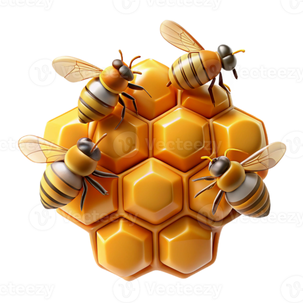 magnificent traditional A swarm of honeybees buzzing around a honeycomb, close up macro photography, golden light detailed png