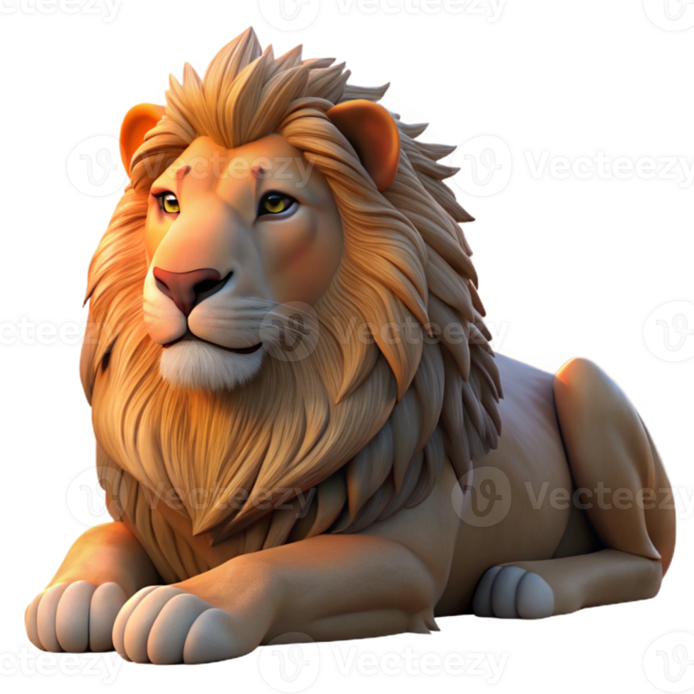 stunning vintage A regal lion resting in the savanna, dramatic sunset lighting, realistic animal portrait style authentic png