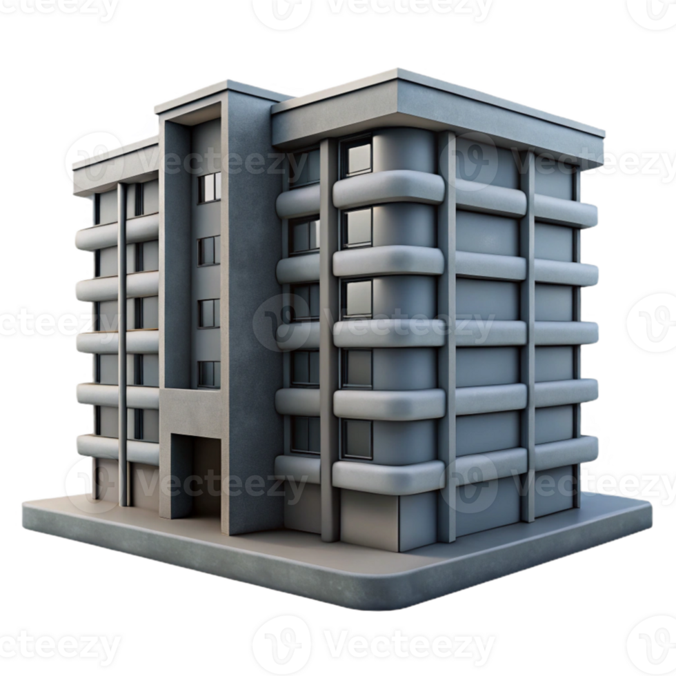 impressive abstract A single Brutalist concrete apartment block, stark and imposing, overcast sky, muted color palette, photorealistic professional png