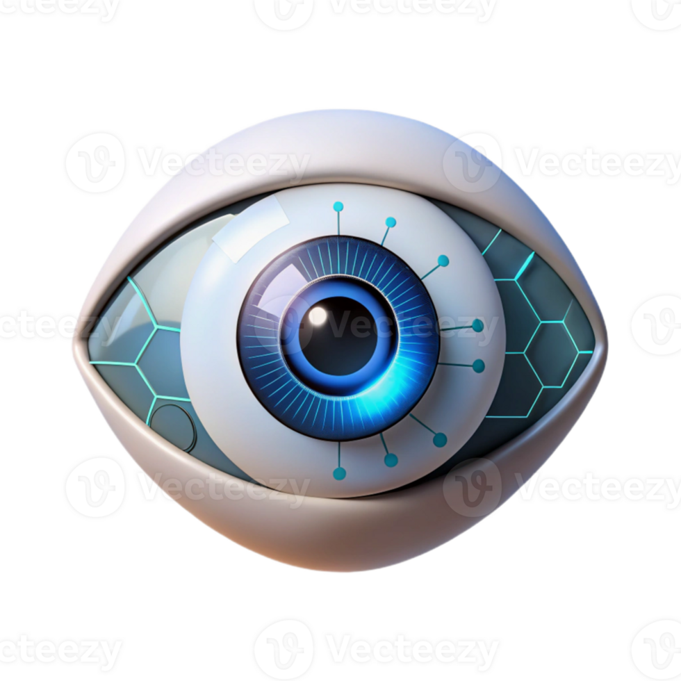 stunning vintage A close up of a human eye with a HUD display overlayed, data streams and graphs visible, illuminated by a sharp, white light. Cyberpunk style detailed png
