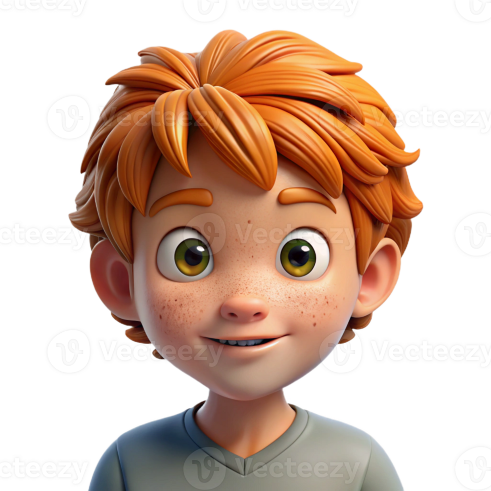 impressive creative Portrait of a curious child with wide eyes, freckles, and messy hair, illuminated by soft, natural light. Impressionistic style original png