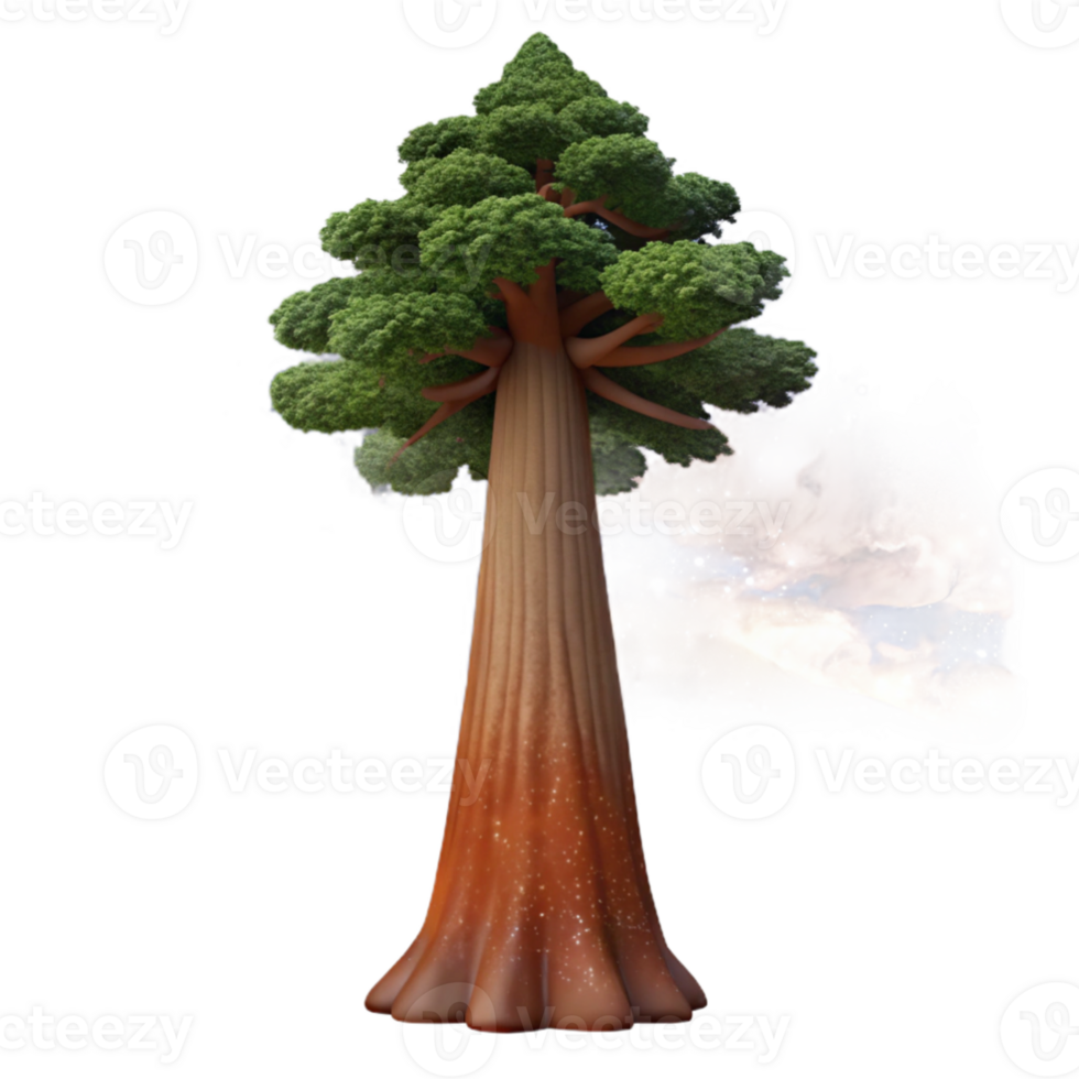 magnificent traditional A giant sequoia tree, reaching towards a starry night sky, illuminated by the soft glow of the Milky Way, painting style high resolution png
