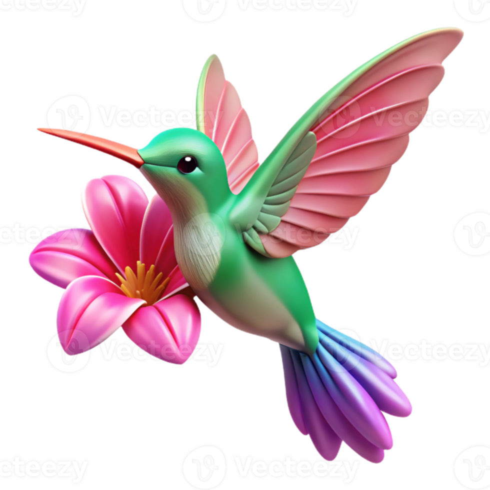 extraordinary artistic A hummingbird hovering over a bright pink flower, wings blurred in motion, vibrant colors, nature photography style genuine png