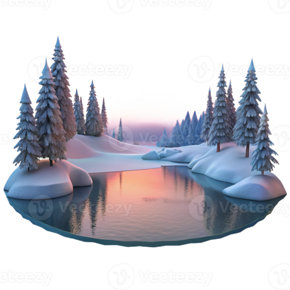 wonderful modern A frozen lake reflecting a winter sunset, pastel colors, serene and peaceful, landscape photography style genuine png
