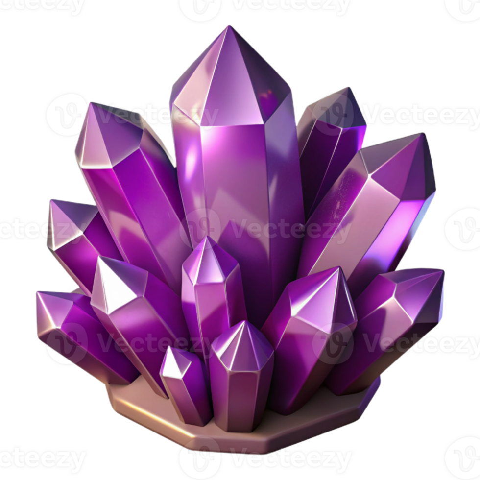 impressive classic A cluster of amethyst crystals, sparkling and multifaceted, dark background, gemstone photography style detailed png