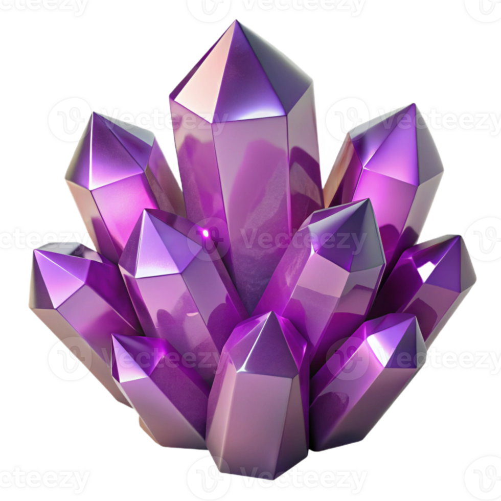 vibrant artistic A cluster of amethyst crystals, sparkling and multifaceted, dark background, gemstone photography style genuine png