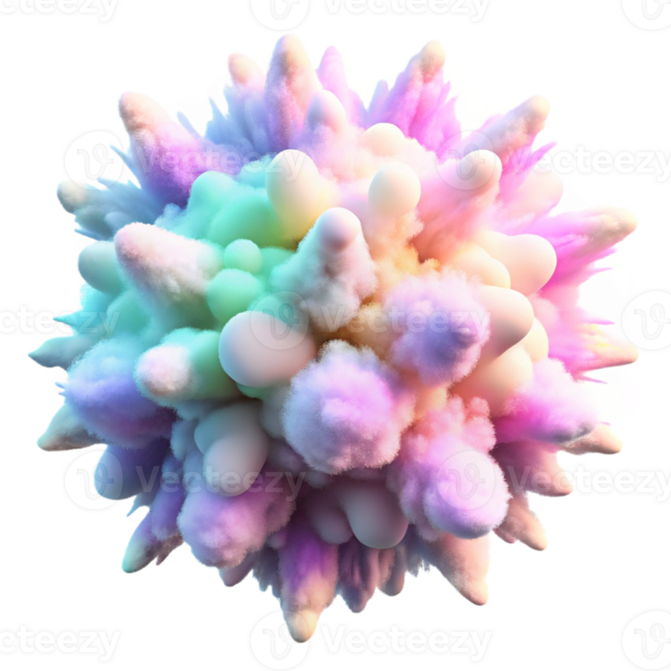 wonderful contemporary A chaotic explosion of pastel colored particles resembling chalk dust, lit by a soft, diffuse glow, Impressionist style authentic png