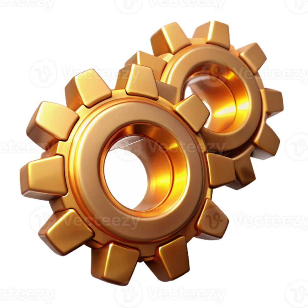 serene artistic Interlocking, metallic gears emitting a warm, golden glow, steampunk style 4K png
