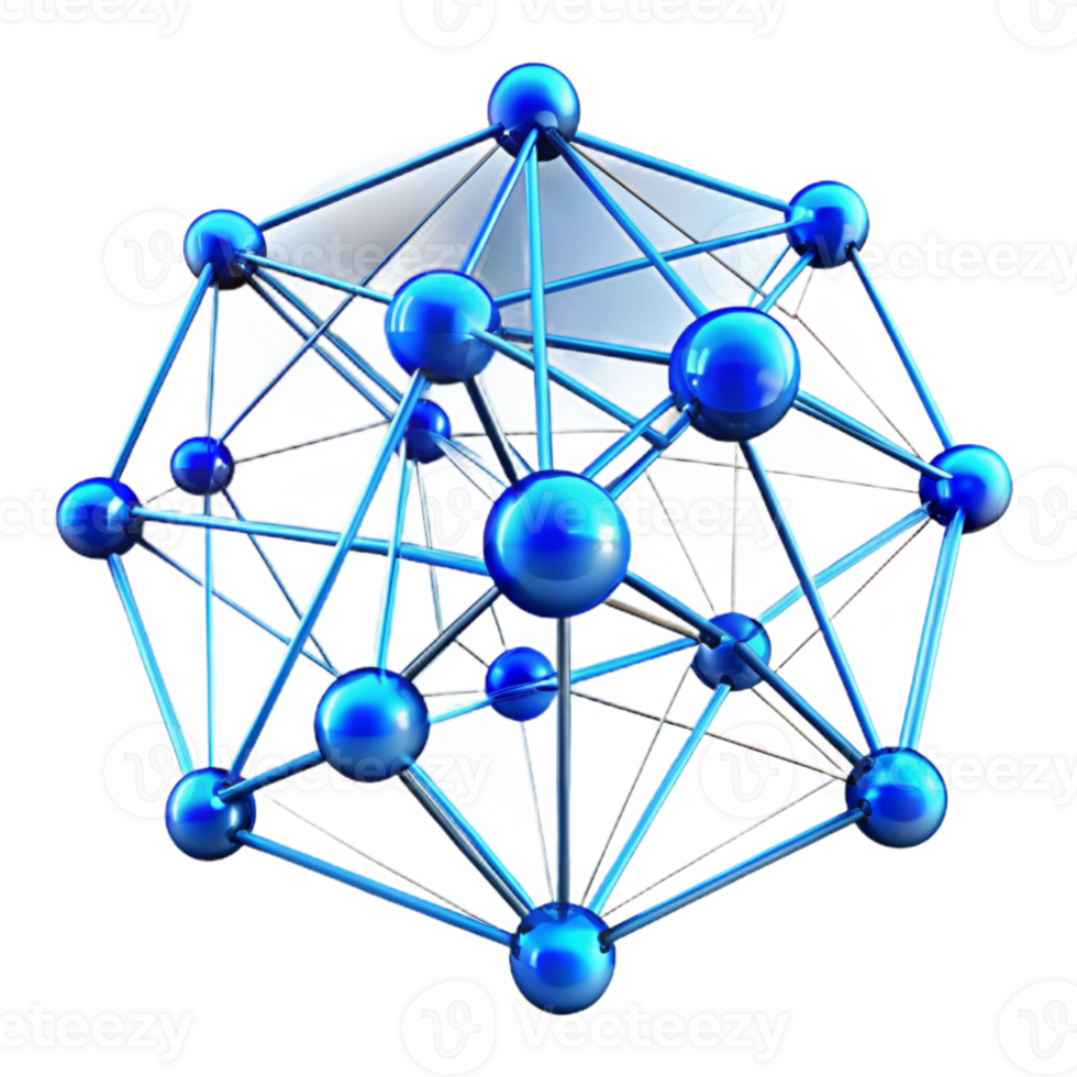 vibrant modern A complex network of interconnected lines and dots, glowing with a cool, blue light, data visualization style high resolution png