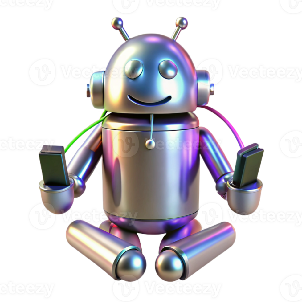 vibrant rustic A chrome android in a yoga pose, wires flowing from its joints like energy, vibrant neon lighting, cyberpunk style authentic png