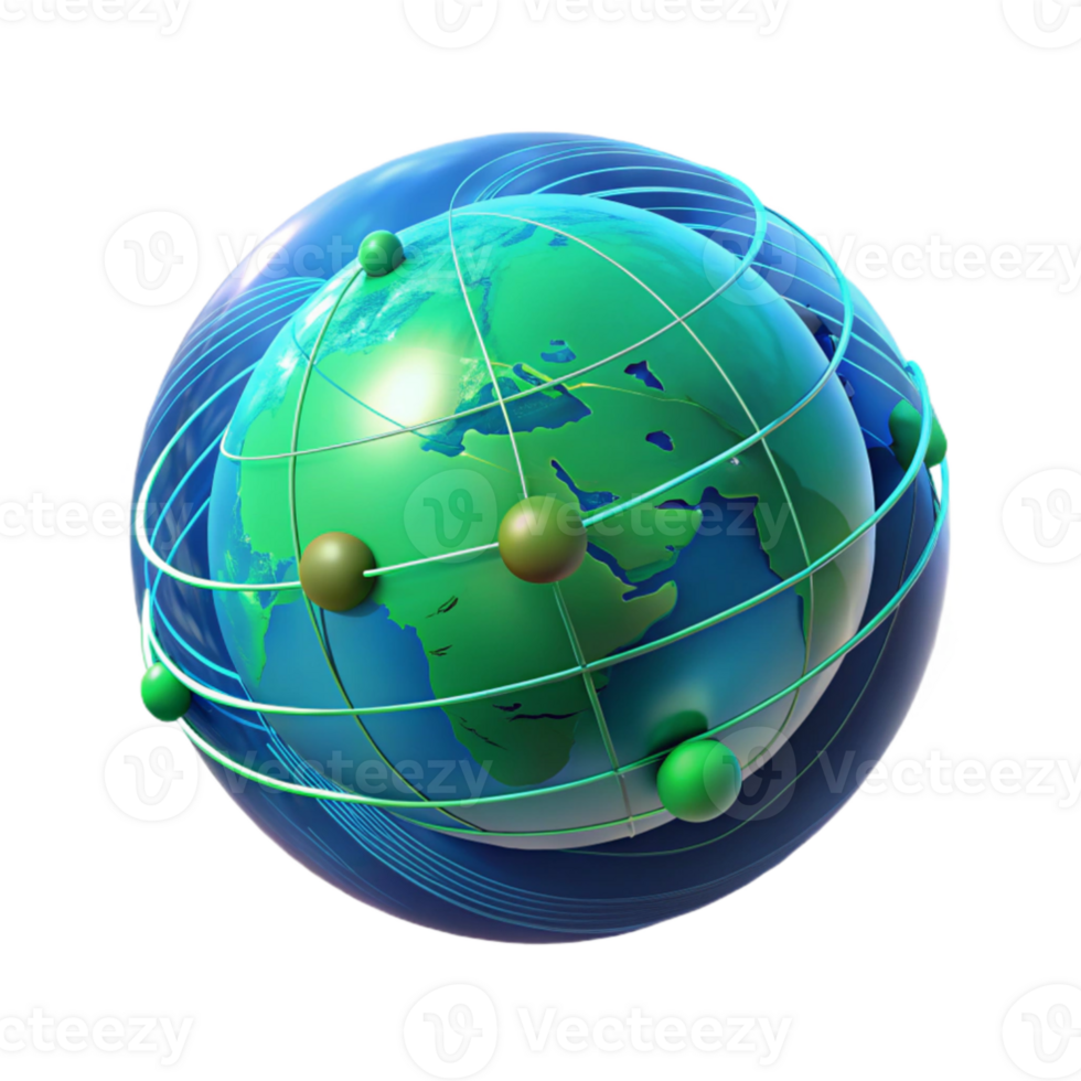 magnificent minimalist A holographic projection of Earth, rotating slowly, lines of data streaming across its surface, cool blue and green lighting, futuristic style authentic png