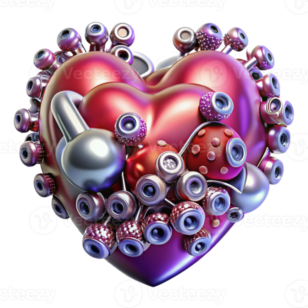 impressive contemporary A swarm of nanobots assembling a human heart, metallic sheen, microscopic detail, brightly lit operating room lighting, medical illustration style detailed png