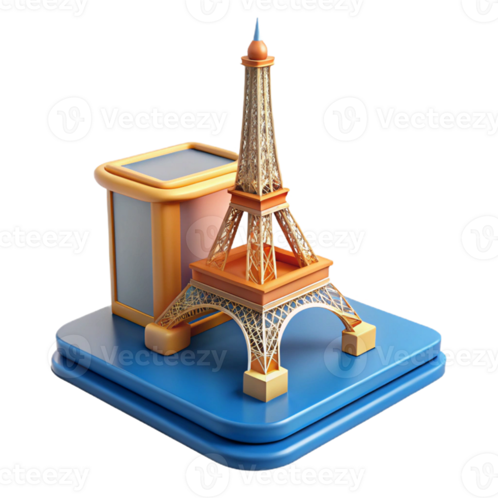 dramatic vintage A 3D printer creating a miniature replica of the Eiffel Tower, layer by layer, bright studio lighting, time lapse photography style authentic png