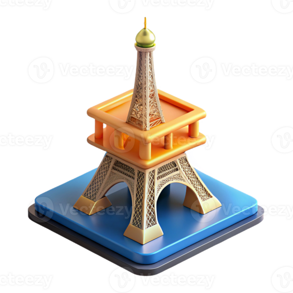 wonderful contemporary A 3D printer creating a miniature replica of the Eiffel Tower, layer by layer, bright studio lighting, time lapse photography style original png