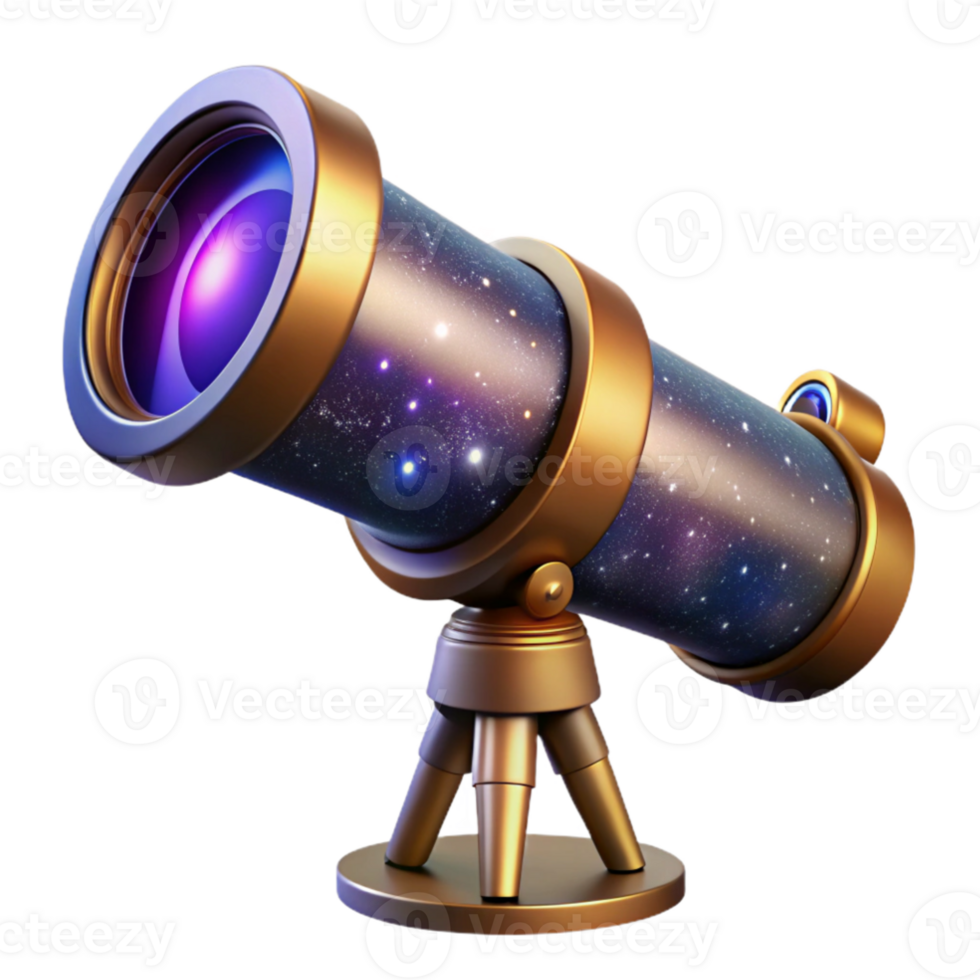stunning abstract A telescope pointed towards a distant nebula, detailed metallic structure, starlight illuminating the lens, astrophotography style original png