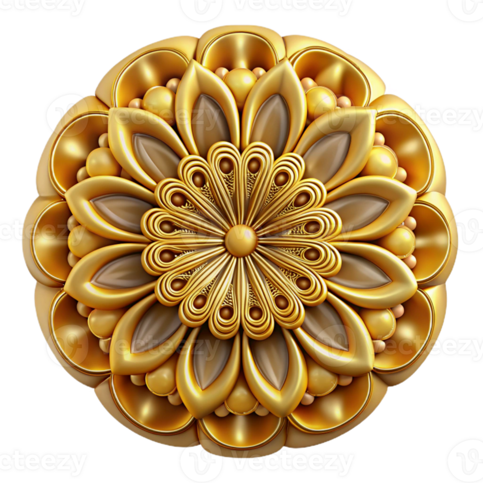 impressive creative A series of concentric circles radiating outwards, composed of intricate, filigree patterns, bathed in a soft, golden light, in an ornamental style professional png